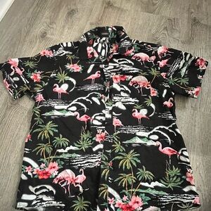 Hawaiian Flamingo Print Shirt